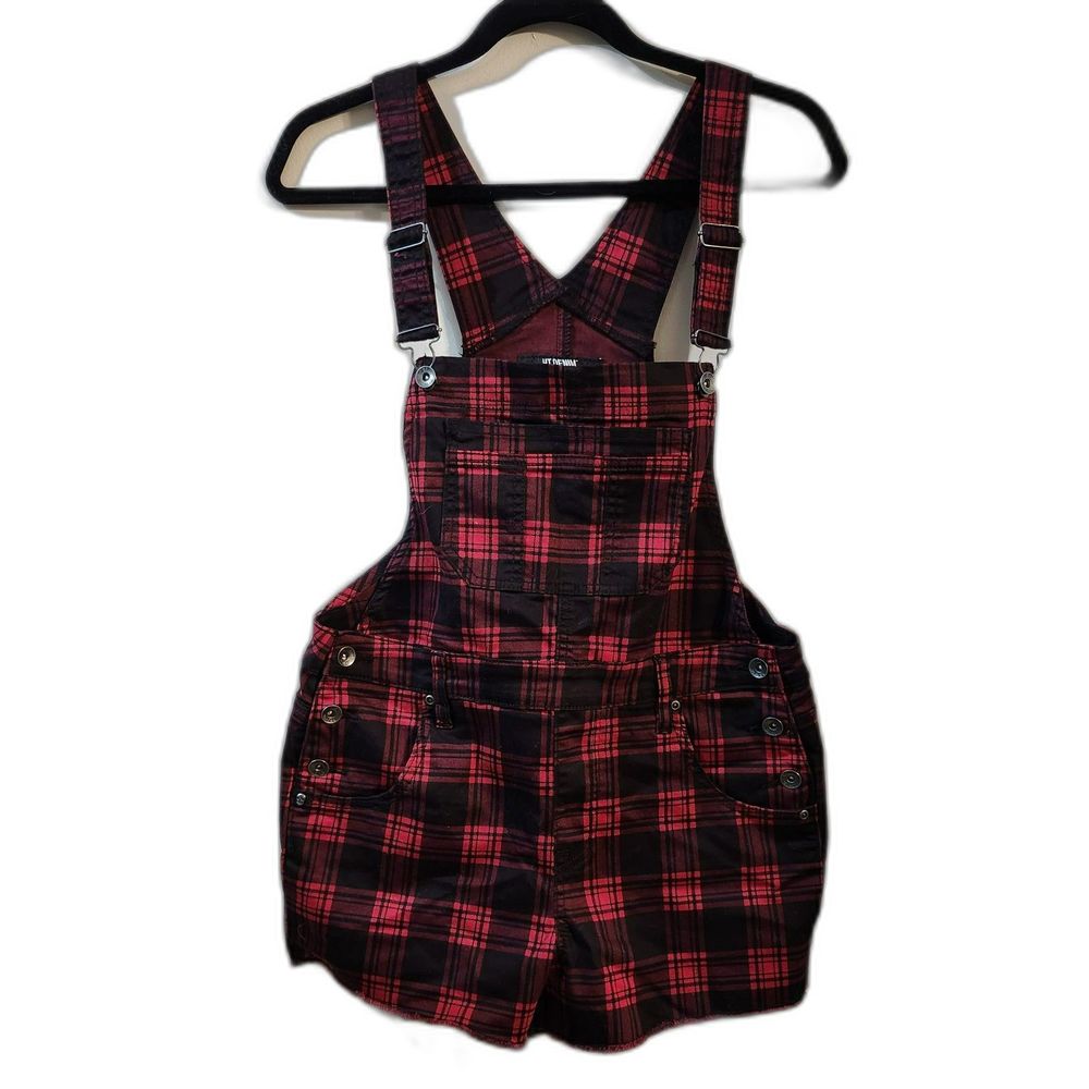 HT Denim Short Tall plaid, bib shorts size MD